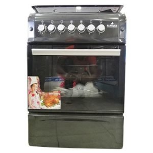 EUROLUX-Cuisinière à Gaz - 4 Foyers 60x60 - Inox marron - Tourne broche- 12mois de garantie