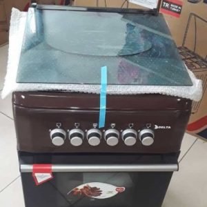 DELTA-Cuisinière à Gaz 4 Foyers 50x60cm - Inox recouvert d'émail- 12mois de garantie