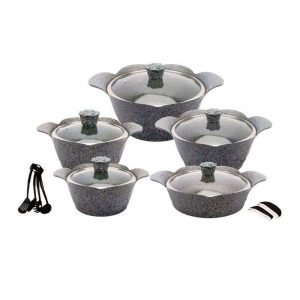 DESSINI - Lot de 5 marmites en granite - Etat neuf