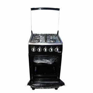 OSCAR-Cuisinière à Gaz 4 Foyers 60x60cm - Inox recouvert d'émail Noir- 12mois de garantie