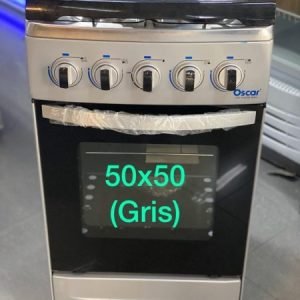 OSCAR-Cuisinière à Gaz 4 Foyers 50x50cm – Inox recouvert d’émail argenté- Bouilloire Offerte - 12mois de garantie