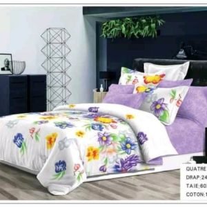 Drap Coton 2 Places - 4 Pièces-2 Draps-2taies